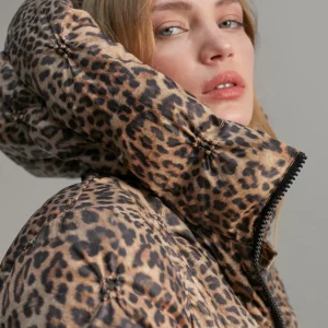 Lola Casademunt Animal Print | Abrigos Y Cazadoras<Abrigo acolchado forro contraste MARRON-NEGRO
