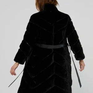 Lola Casademunt Abrigos Y Cazadoras<Abrigo pelo combinado NEGRO
