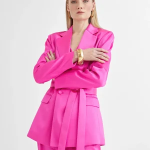 Lola Casademunt Americanas Y Blazers<Americana cruzada satinada FUCSIA