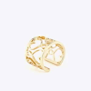 Lola Casademunt Anillos<Anillo corazones infinitos maxi DORADO