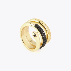 Lola Casademunt Anillos<Anillo serpiente con cristales METAL-NEGRO