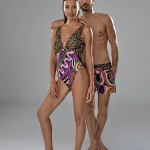 Lola Casademunt Baño<Bañador Animal Print y Paisley NEGRO-LILA