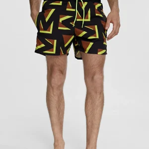 Lola Casademunt Baño<Bañador hombre logomanía NEGRO-ROJO