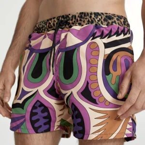 Lola Casademunt Baño<Bañador hombre Paisley NEGRO-LILA