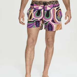 Lola Casademunt Baño<Bañador hombre Paisley NEGRO-LILA