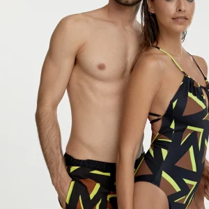 Lola Casademunt Baño<Bañador logomania NEGRO-VERDE