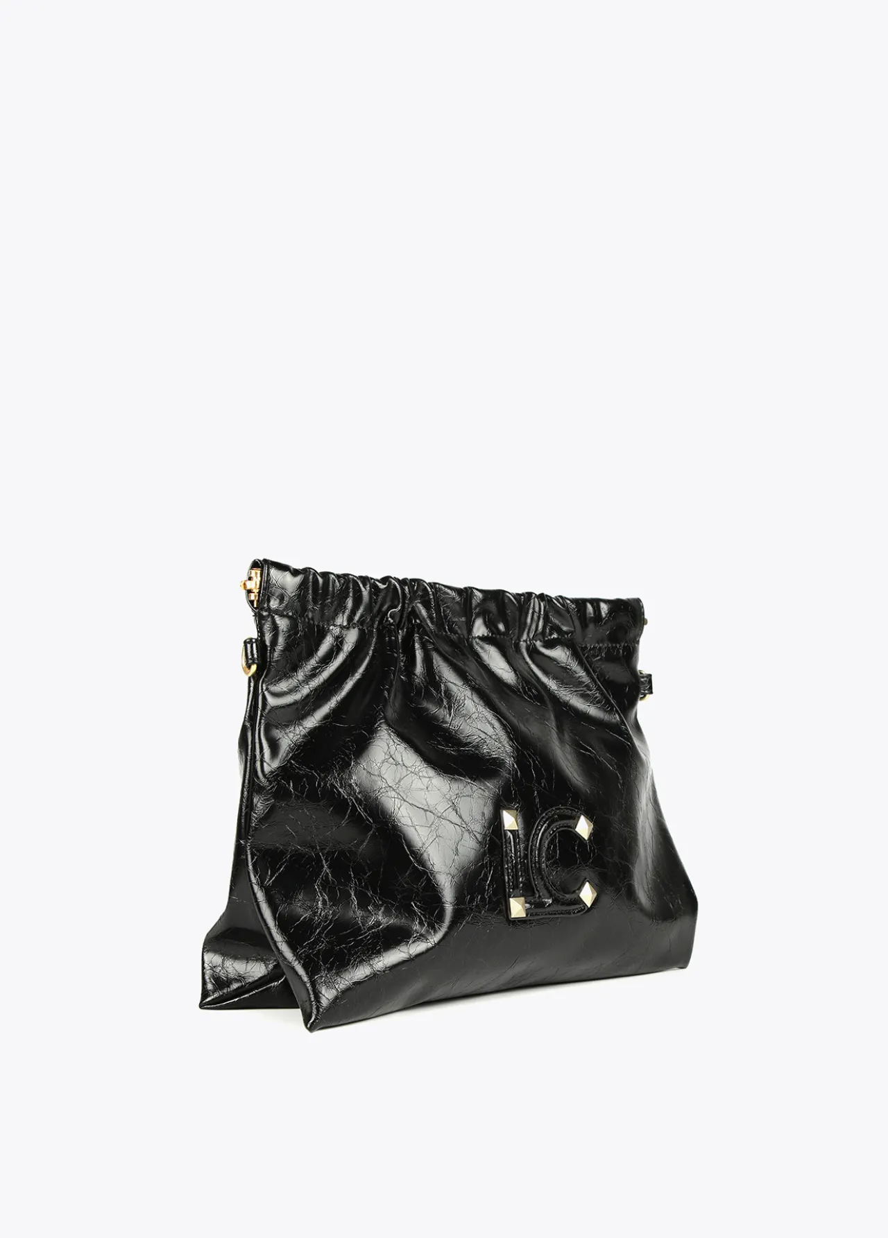 bandolera_efecto_piel_brillante_3.webp Lola Casademunt Bandoleras | Bolsos Pequeños<Bandolera efecto piel brillante NEGRO