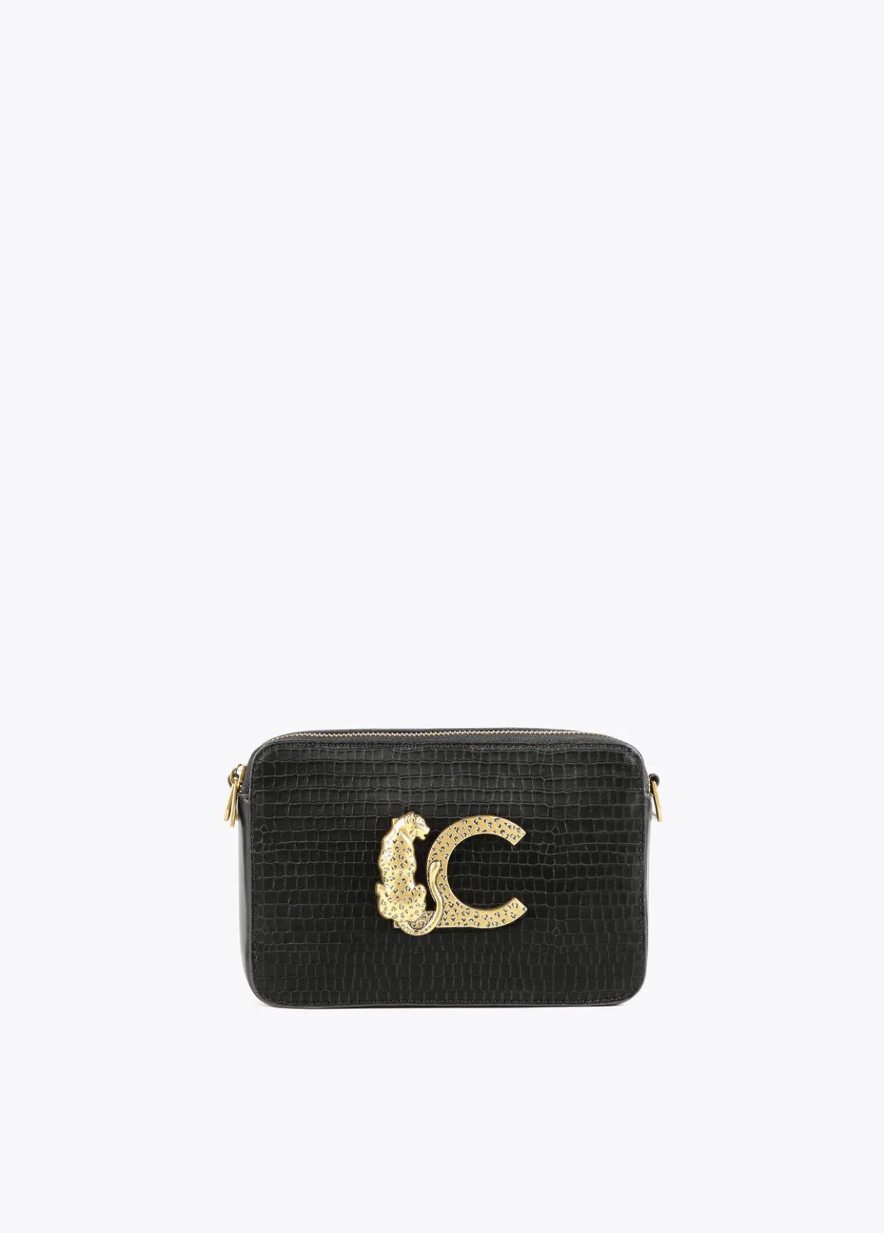 bandolera_efecto_piel_cocodrilo_0.webp Lola Casademunt Bandoleras | Bolsos Pequeños<Bandolera efecto piel cocodrilo NEGRO