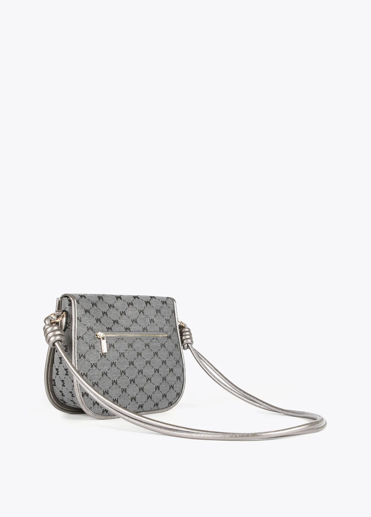 bandolera_gris_jacquard_3.webp Lola Casademunt Bandoleras | Bolsos Pequeños<Bandolera gris jacquard NEGRO-GRIS