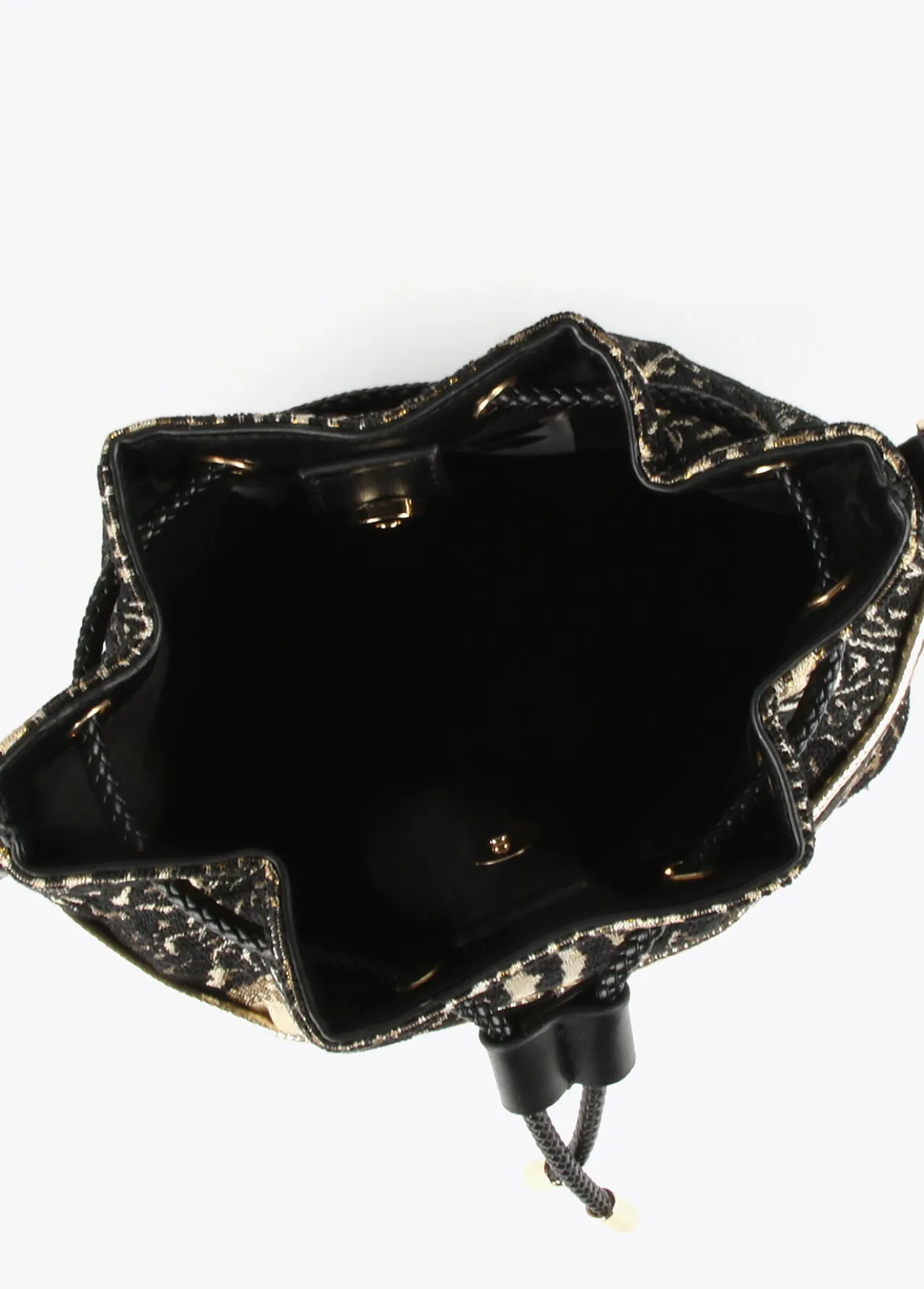 bandolera_jacquard_1.webp Lola Casademunt Animal Print | Bolsos De Hombro<Bandolera jacquard NEGRO-METAL
