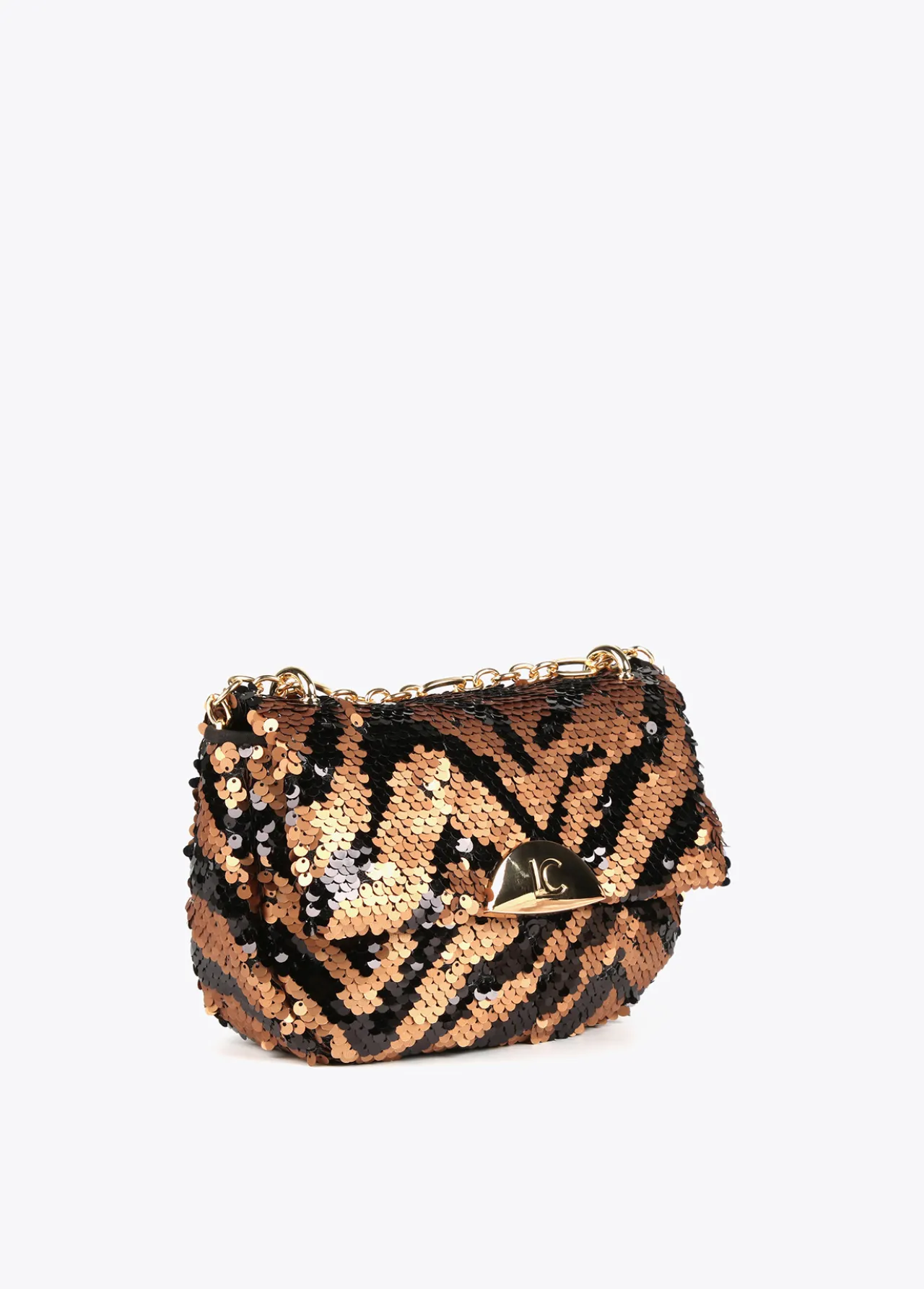 bandolera_lentejuelas_1.webp Lola Casademunt Animal Print | Bandoleras<Bandolera lentejuelas MARRON-NEGRO