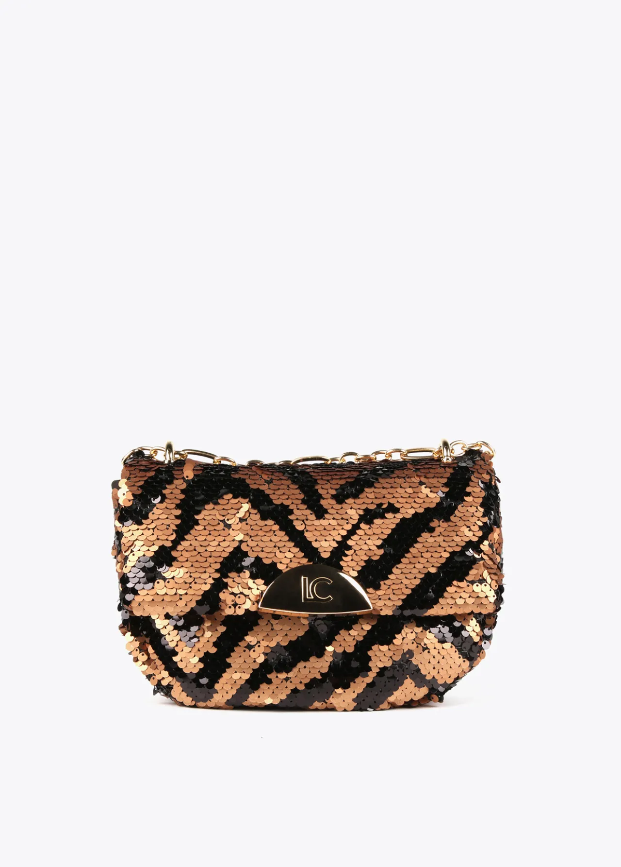 bandolera_lentejuelas_2.webp Lola Casademunt Animal Print | Bandoleras<Bandolera lentejuelas MARRON-NEGRO