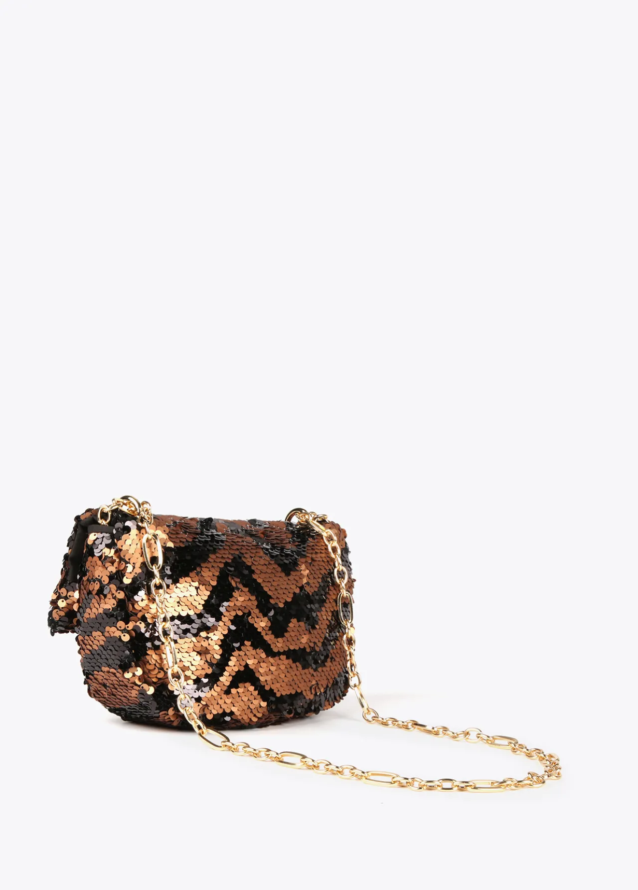 bandolera_lentejuelas_3.webp Lola Casademunt Animal Print | Bandoleras<Bandolera lentejuelas MARRON-NEGRO