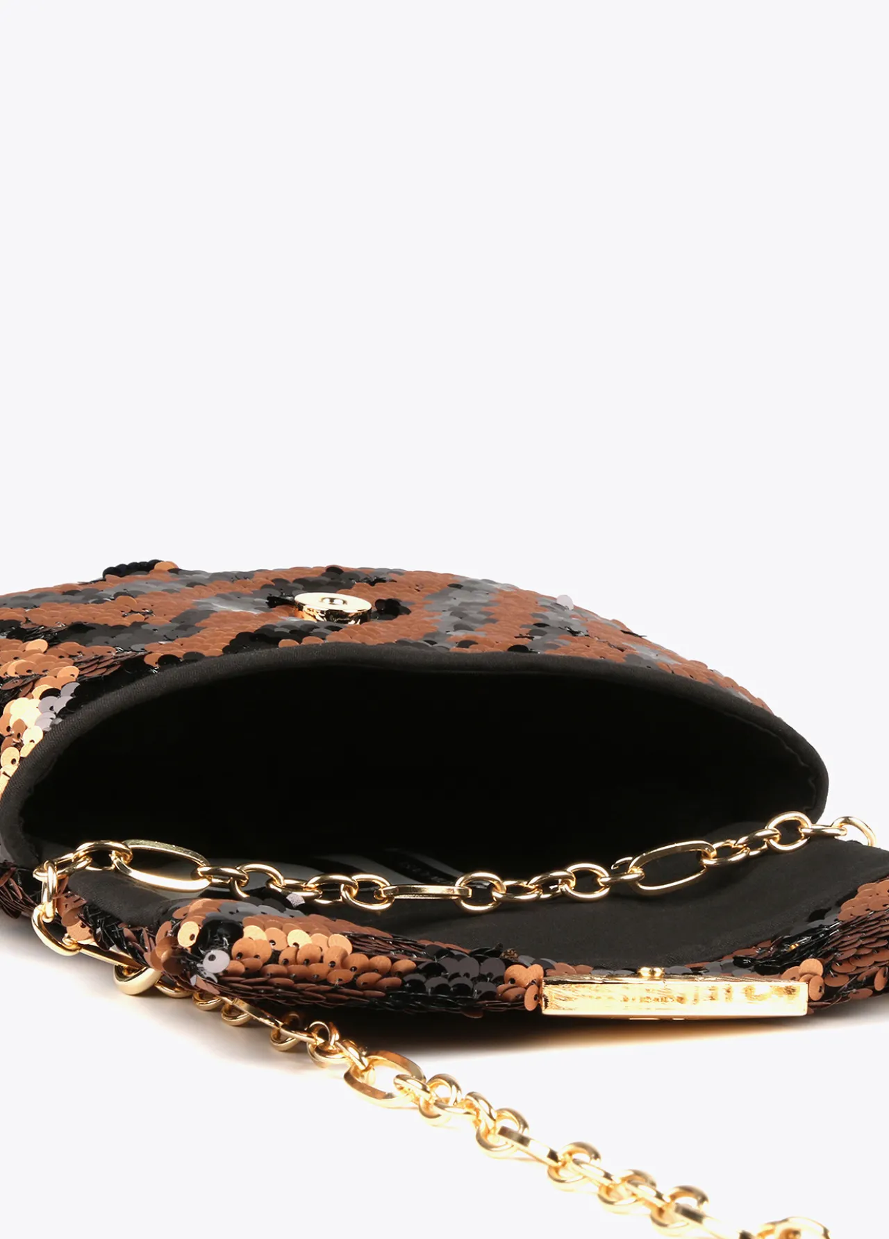 bandolera_lentejuelas_4.webp Lola Casademunt Animal Print | Bandoleras<Bandolera lentejuelas MARRON-NEGRO