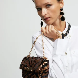 Lola Casademunt Animal Print | Bandoleras<Bandolera lentejuelas MARRON-NEGRO