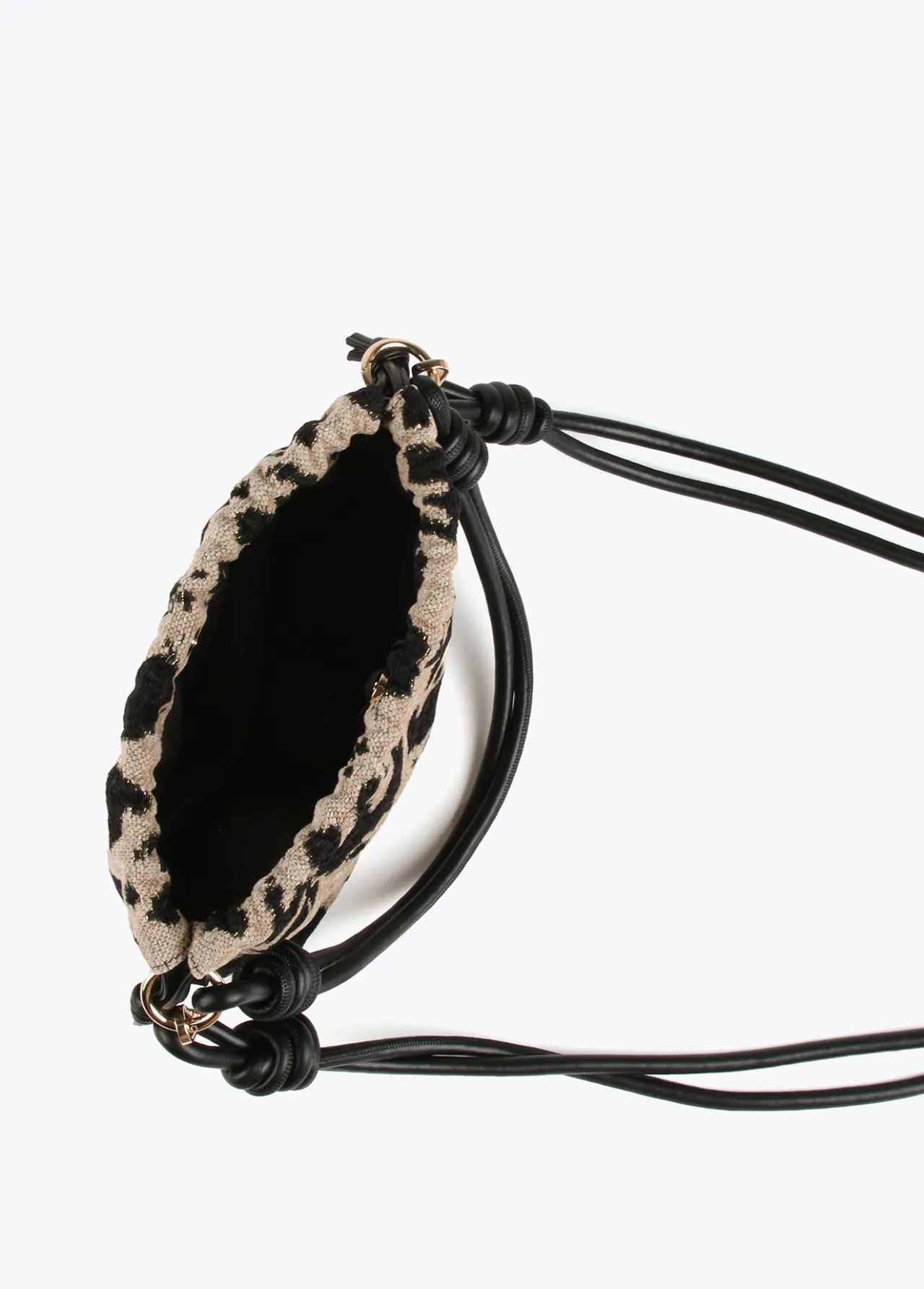 bandolera_tejido_animal_3.webp Lola Casademunt Animal Print | Bolsos De Hombro<Bandolera tejido animal CRUDO-NEGRO