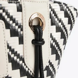 Lola Casademunt Bolsos<Bandolera tipo cesta efecto rafia NEGRO-CRUDO