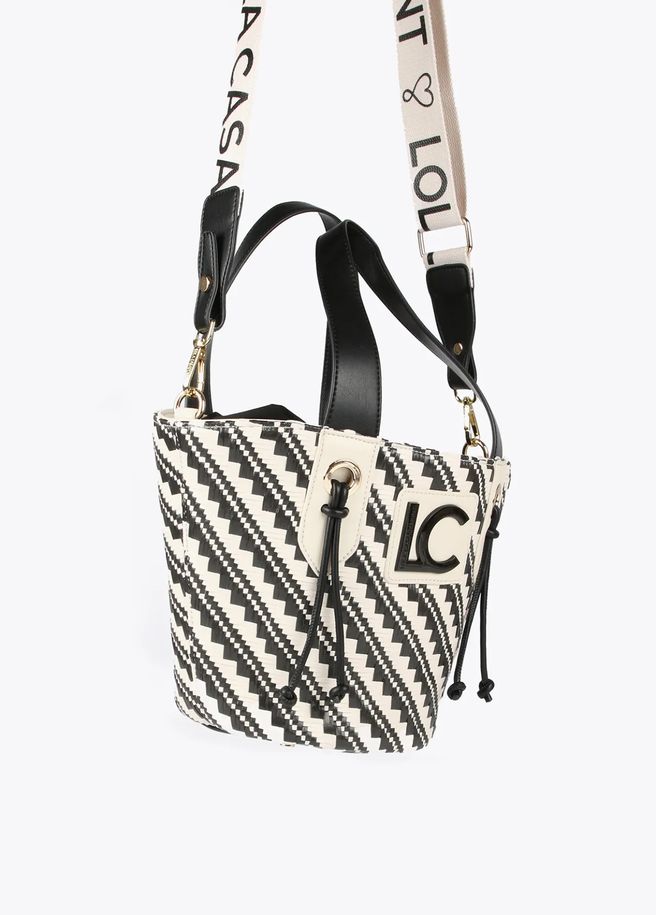 bandolera_tipo_cesta_efecto_rafia_4.webp Lola Casademunt Bolsos<Bandolera tipo cesta efecto rafia NEGRO-CRUDO