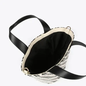 Lola Casademunt Bolsos<Bandolera tipo cesta efecto rafia NEGRO-CRUDO