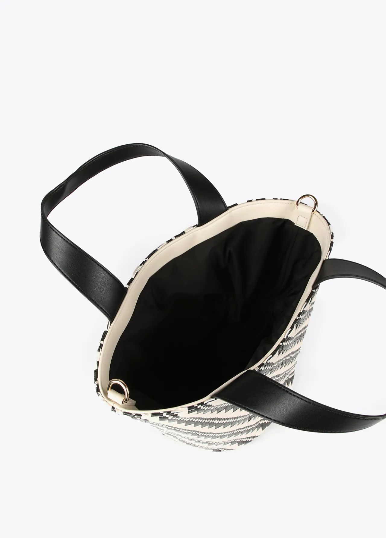 bandolera_tipo_cesta_efecto_rafia_5.webp Lola Casademunt Bolsos<Bandolera tipo cesta efecto rafia NEGRO-CRUDO