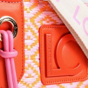 Lola Casademunt Bolsos<Bandolera tipo cesta efecto rafia NEGRO-CRUDO