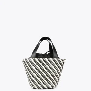 Lola Casademunt Bolsos<Bandolera tipo cesta efecto rafia NEGRO-CRUDO