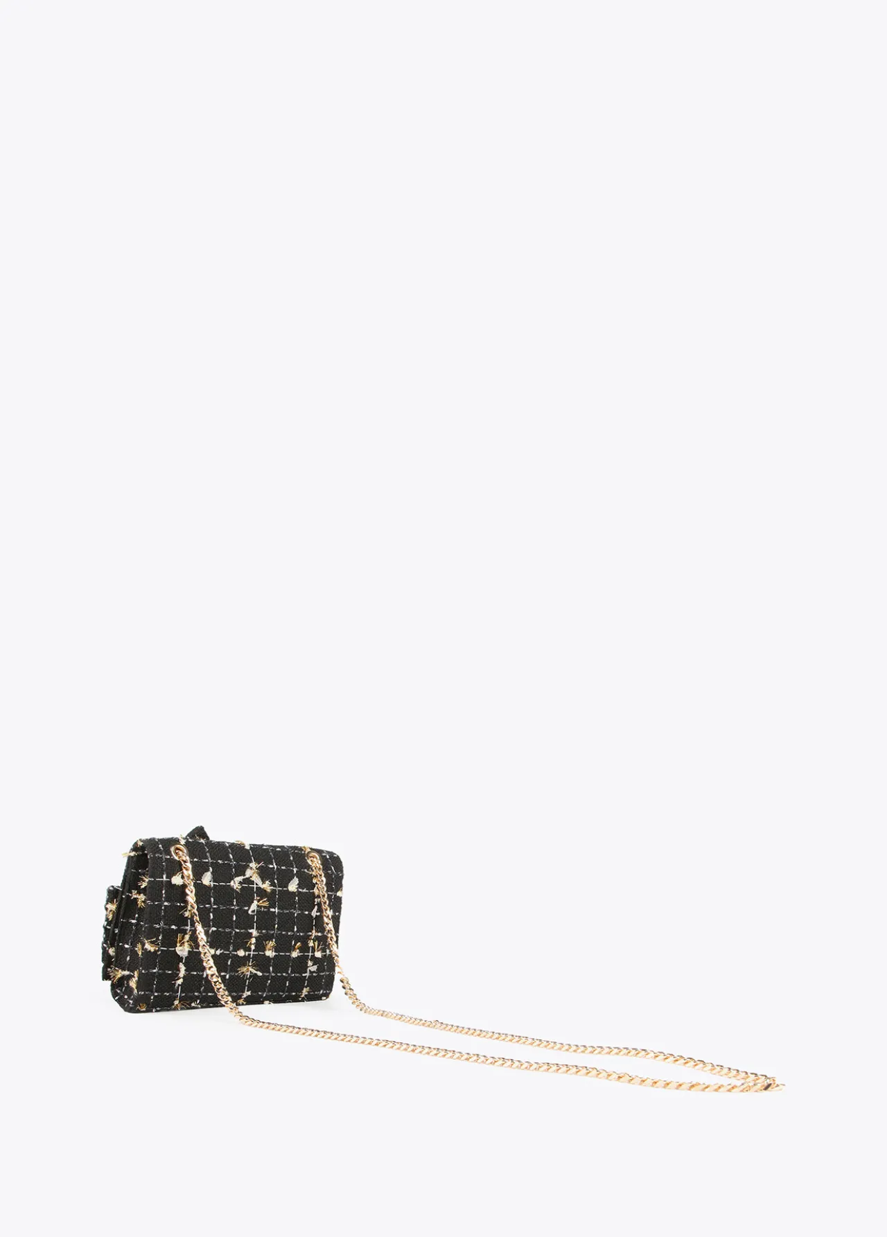 bandolera_tweed_5.webp Lola Casademunt Bandoleras | Bolsos Pequeños<Bandolera tweed NEGRO-METAL
