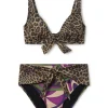 Lola Casademunt Baño<Bikini animal print y pasley NEGRO-ROSA