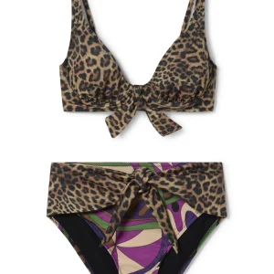 Lola Casademunt Baño<Bikini animal print y pasley NEGRO-ROSA