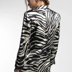 Lola Casademunt Animal Print | Americanas Y Blazers<Blazer estampada cebra NEGRO-CRUDO