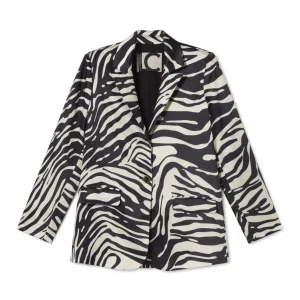 Lola Casademunt Animal Print | Americanas Y Blazers<Blazer estampada cebra NEGRO-CRUDO
