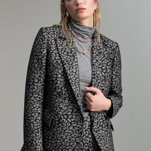 Lola Casademunt Animal Print | Americanas Y Blazers<Blazer jacquard animal print NEGRO-GRIS