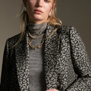 Lola Casademunt Animal Print | Americanas Y Blazers<Blazer jacquard animal print NEGRO-GRIS