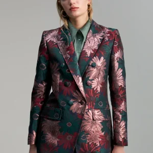 Lola Casademunt Americanas Y Blazers<Blazer jacquard floral VERDE-MULTICOLOR