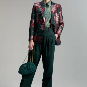 Lola Casademunt Americanas Y Blazers<Blazer jacquard floral VERDE-MULTICOLOR
