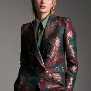 Lola Casademunt Americanas Y Blazers<Blazer jacquard floral VERDE-MULTICOLOR