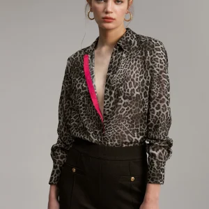 Lola Casademunt Animal Print | Camisas Y Blusas<Blusa detalle contraste NEGRO-GRIS