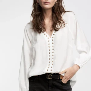 Lola Casademunt Camisetas Y Tops | Camisas Y Blusas<Blusa detalle eyelets CRUDO