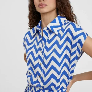 Lola Casademunt Camisas Y Blusas<Blusa rayas zig zag AZUL-BLANCO