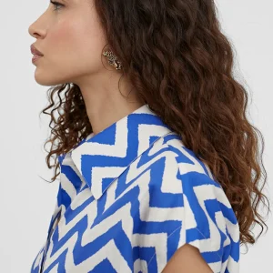 Lola Casademunt Camisas Y Blusas<Blusa rayas zig zag AZUL-BLANCO