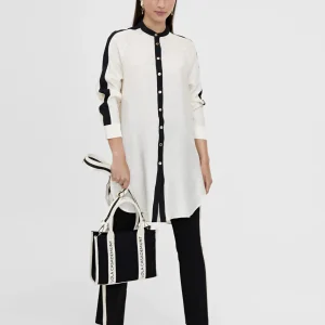 Lola Casademunt Camisas Y Blusas<Blusón largo detalle manga CRUDO-NEGRO