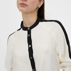 Lola Casademunt Camisas Y Blusas<Blusón largo detalle manga CRUDO-NEGRO