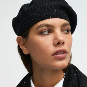 Lola Casademunt Gorros Sombreros Y Guantes<Boina con lentejuelas NEGRO