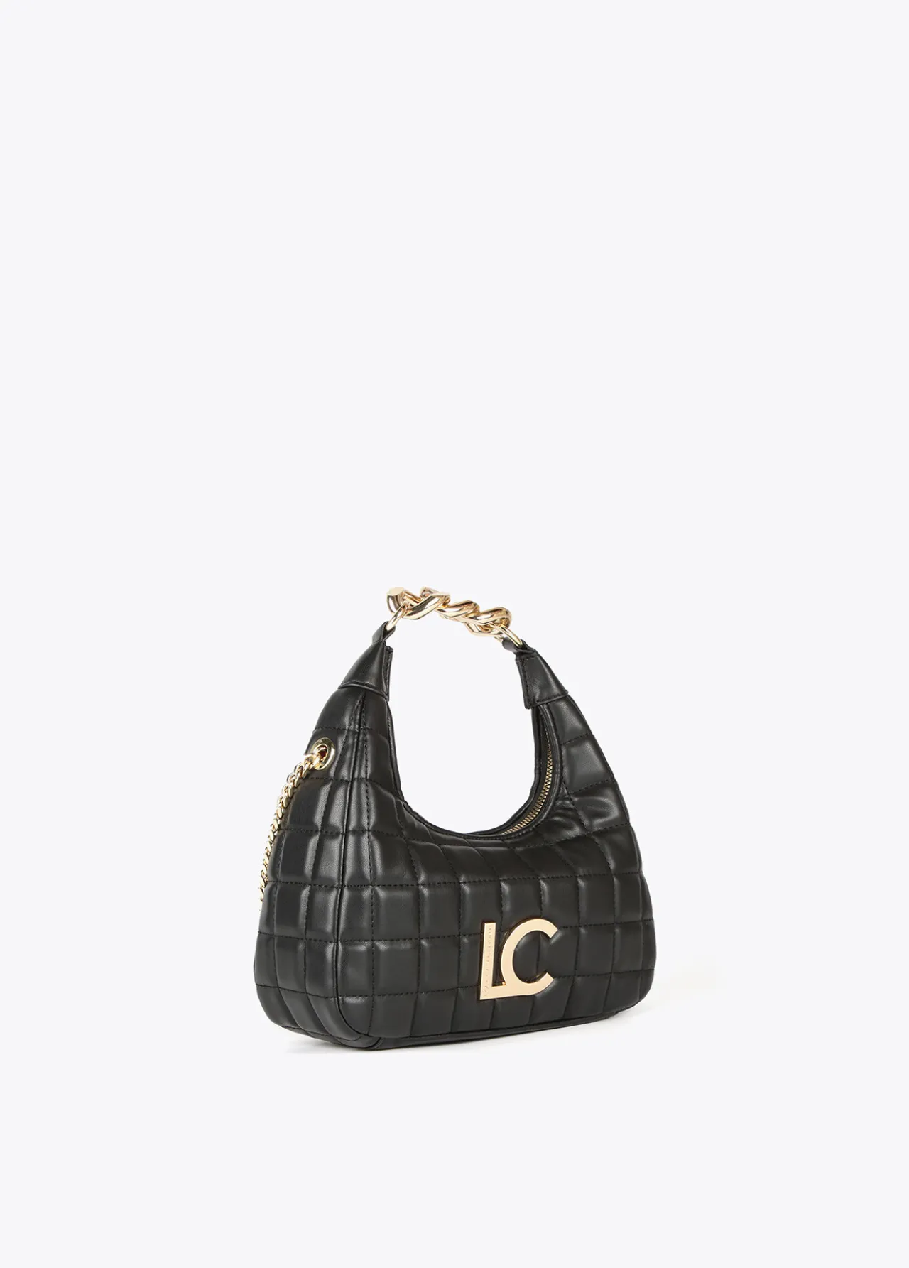bolsito_acolchado_de_cuadros_5.webp Lola Casademunt Bolsos De Mano Y Neceseres | Bandoleras<Bolsito acolchado de cuadros NEGRO
