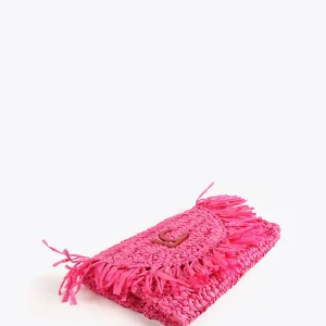 Lola Casademunt Accesorios | Bolsos<Bolsito bandolera efecto ráfia FUCSIA