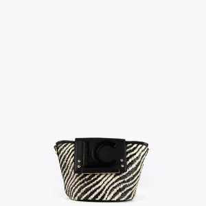 Lola Casademunt Bolsos<Bolsito bandolera tipo cesta NEGRO-CRUDO