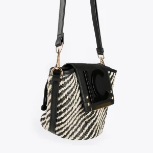 Lola Casademunt Bolsos<Bolsito bandolera tipo cesta NEGRO-CRUDO