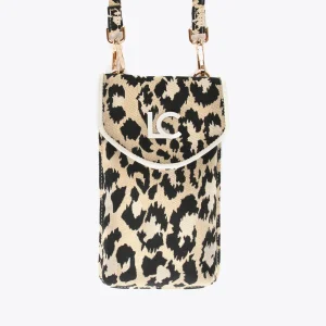Lola Casademunt Accesorios | Bolsos<Bolsito portamovil animal print CRUDO-MARRON
