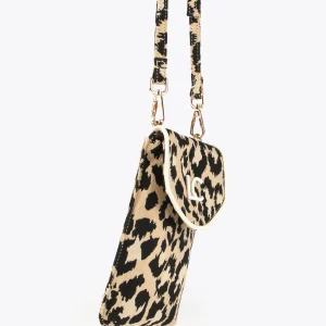 Lola Casademunt Accesorios | Bolsos<Bolsito portamovil animal print CRUDO-MARRON