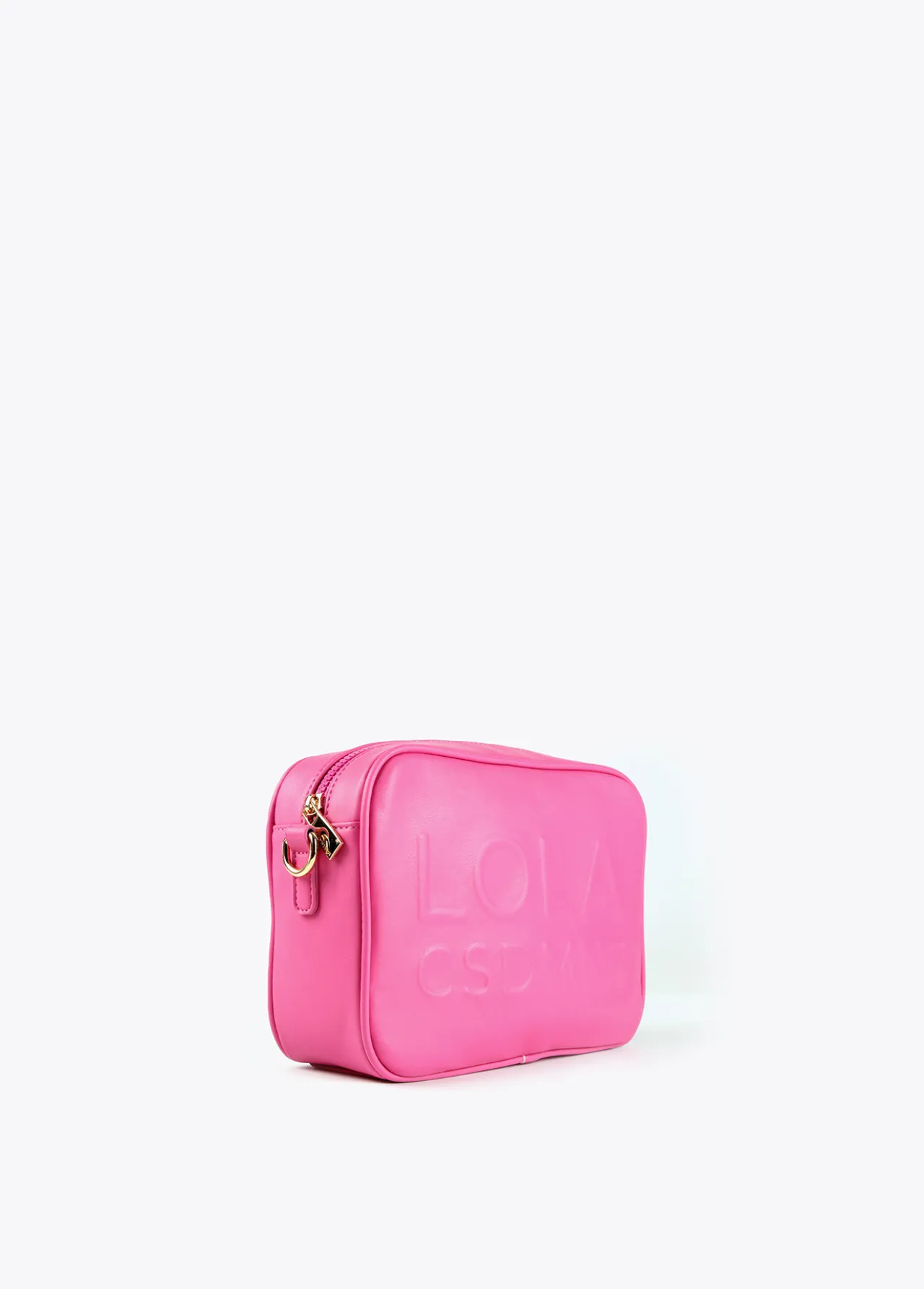 bolso_bandolera_con_logo_en_relieve_1.webp Lola Casademunt Bolsos<Bolso bandolera con logo en relieve FUCSIA